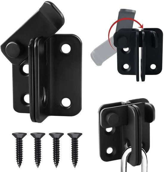Grendello Bloccabile per Porte e Finestre - 2-in-1 Cerniera di Sicurezza per Notte - Gancio di Blocco per Porte e Finestre - Robusto e Antiruggine - Compatibile con Porte e Finestre