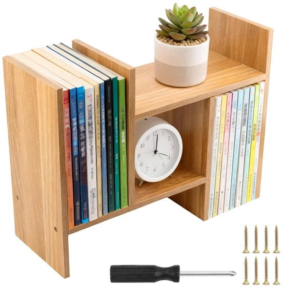 Organizzatore in legno versatile - Raccoglitore di spazio - Cassetto di archiviazione - Design compattabile - Dimensioni 42,5 x 17 x 35,5 cm - Libreria mobile