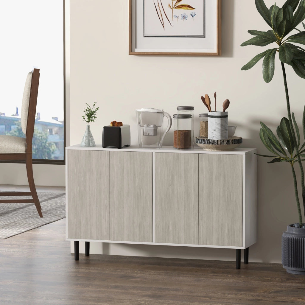 Credenza cucina con 2 ante e ripiani regolabili ¨C Xylo ¨C Bianco e grigio effetto legno 121x37x75cm