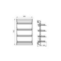 Emuca Porta scarpe laterale estraibile Moka, Sinistra, Verniciato moka, Acciaio, 1 u.