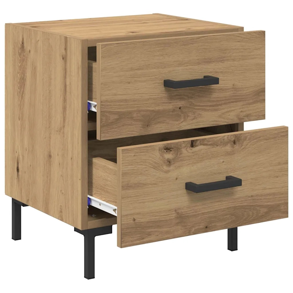 Set di 2 Comodini | Armadio da Notte | Mobiletto da notte Rovere artigianale 40 x 35 x 47,5 cm