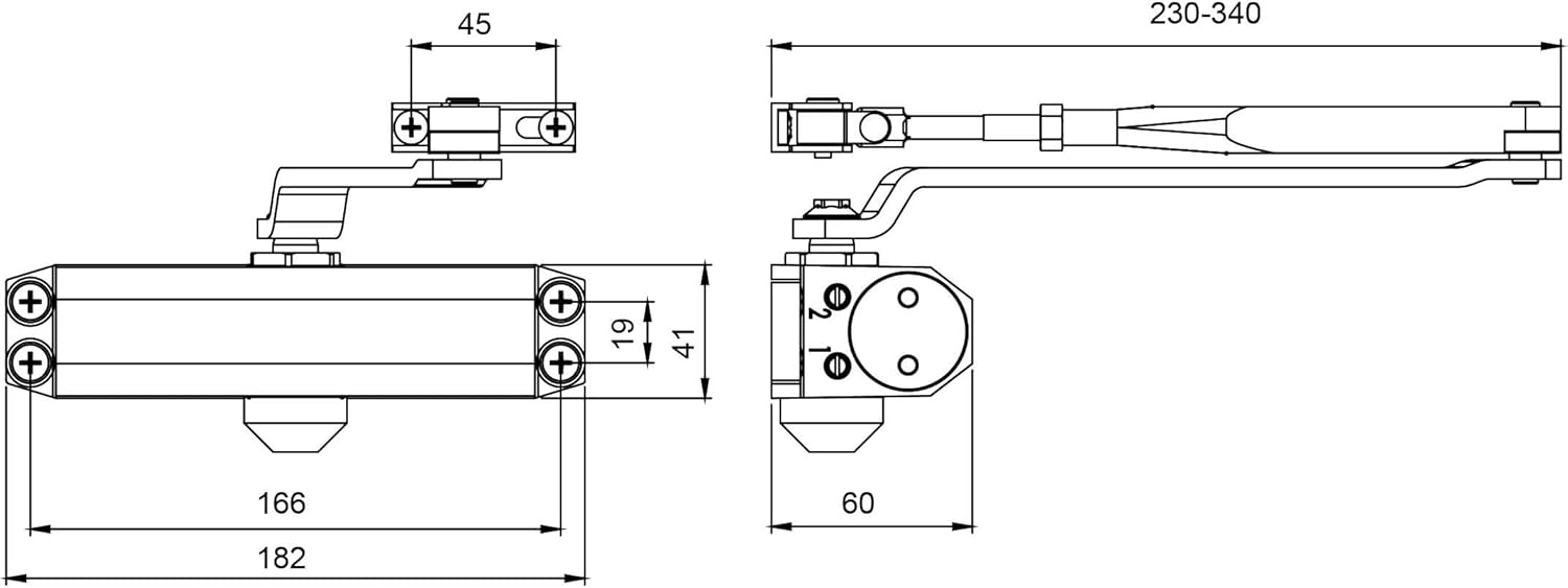 Chiudiporta a Cremagliera per porte fino a 85 kg velocità regolabile colore testa di moro installazione destra e sinistra CISA