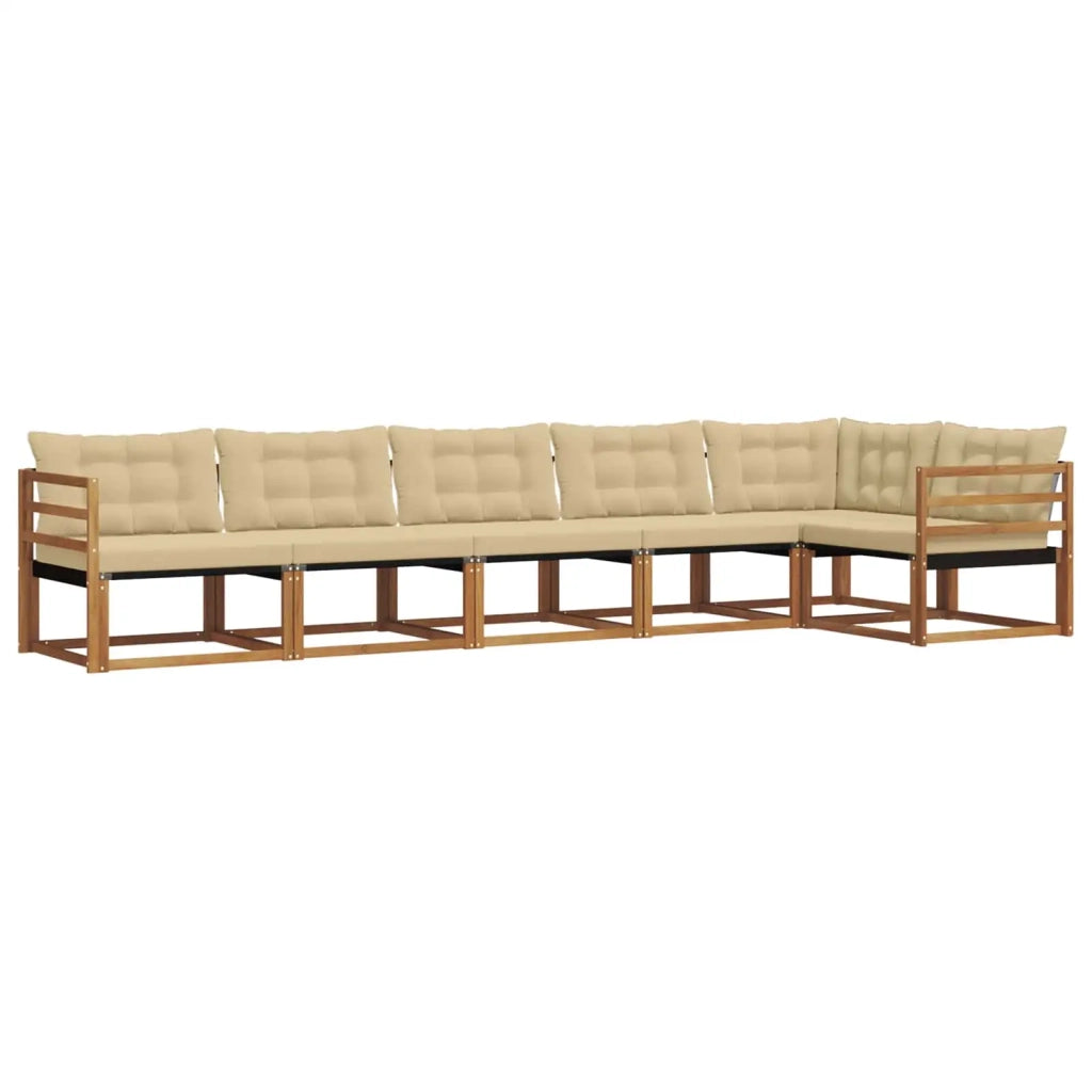 Set di divani da esterno con cuscino 6 pcs Naturale e Beige 3369496