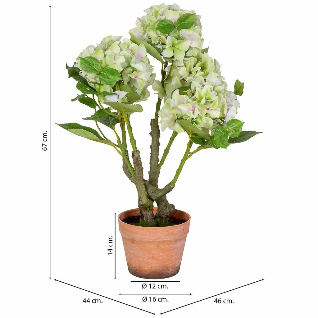 Ortensia artificiale decorativa verde, 46x44x67h cm