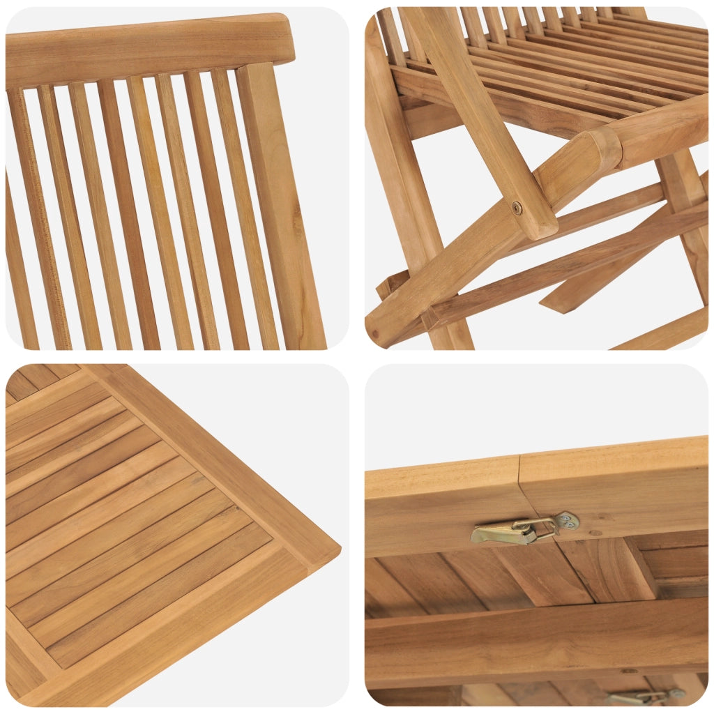 Set Pranzo Giardino 5 Pezzi Legno Massello di Teak
