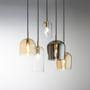 Lampadario Contemporaneo Coro Metallo Ottone Brunito Vetro Multicolor 5 Luci E14