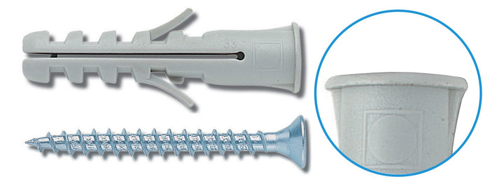 confezione 10 tasselli con bordo con vite mm.10 cod:ferx.6938