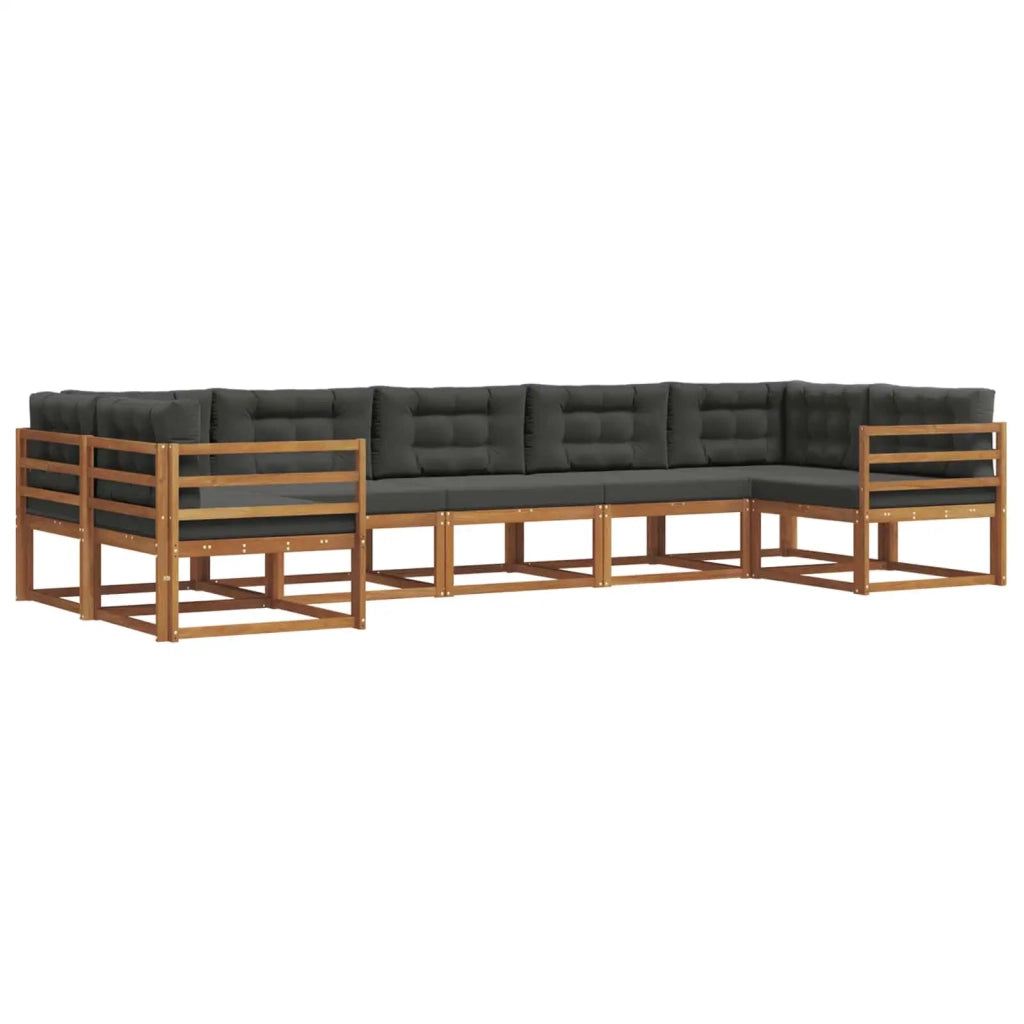 Set di divani da esterno con cuscino 7 pcs Naturale e Antracite