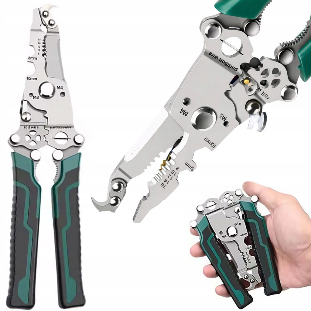 Multitool Pieghevole ProTool FoldX 13 in 1 – Acciaio Inossidabile, Impugnature Antiscivolo | Per Fili 6–18 mm