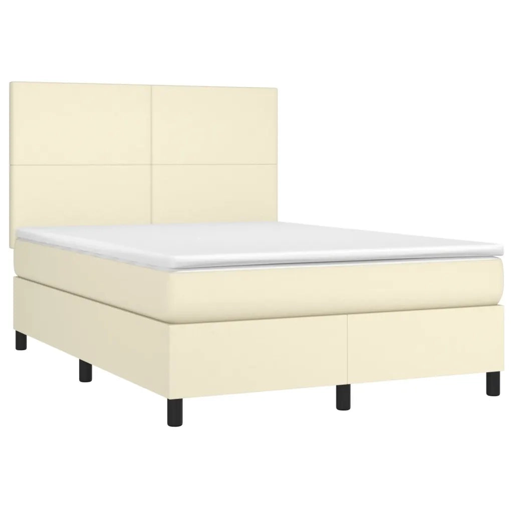 Giroletto a Molle con Materasso Crema 140x190 cm in Similpelle 3142721