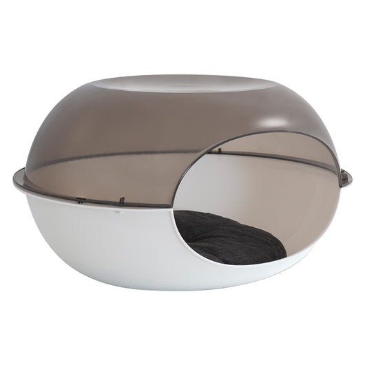 CUCCIA CON CUSCINO 'LUNA' bianco / fumè - cm 57 x 48 x h. 31  - MP BERGAMO S.R.L.