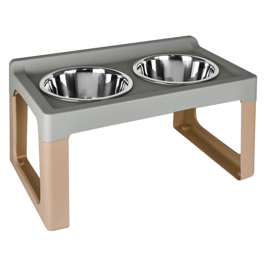 ALZACIOTOLA PER CANE/GATTO 'LIFTER' cm. 57 x 35 x h. 30 - ciotole Ø 2 x 21 - mocaccino  - MP BERGAMO S.R.L.