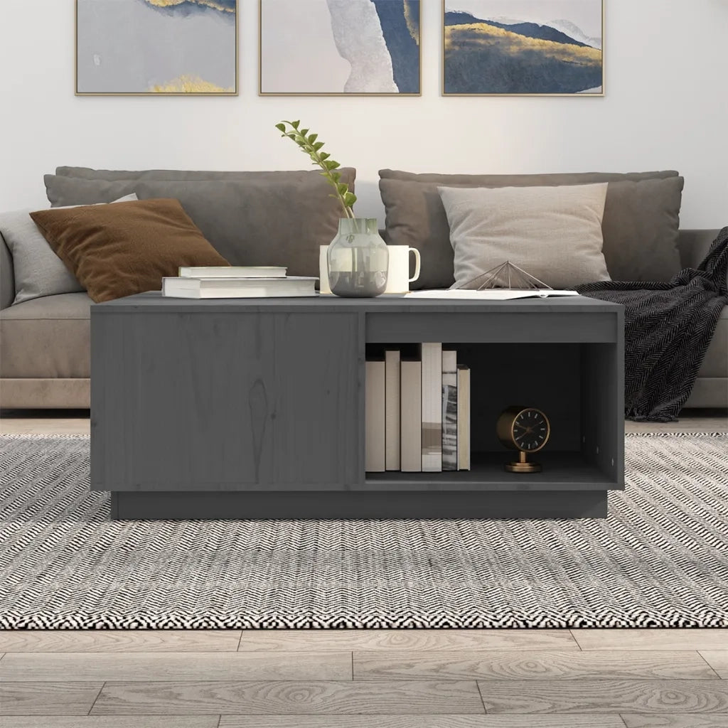 Tavolino da salotto | Tavolino da caff¨¨ | Tavolino da Soggiorno Grigio 100x101x40,5 cm Legno Massello Pino