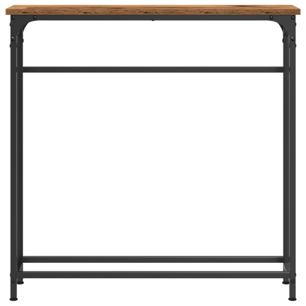 Tavolino in legno vecchio 75x19,5x75 cm in legno ingegnerizzato e acciaio