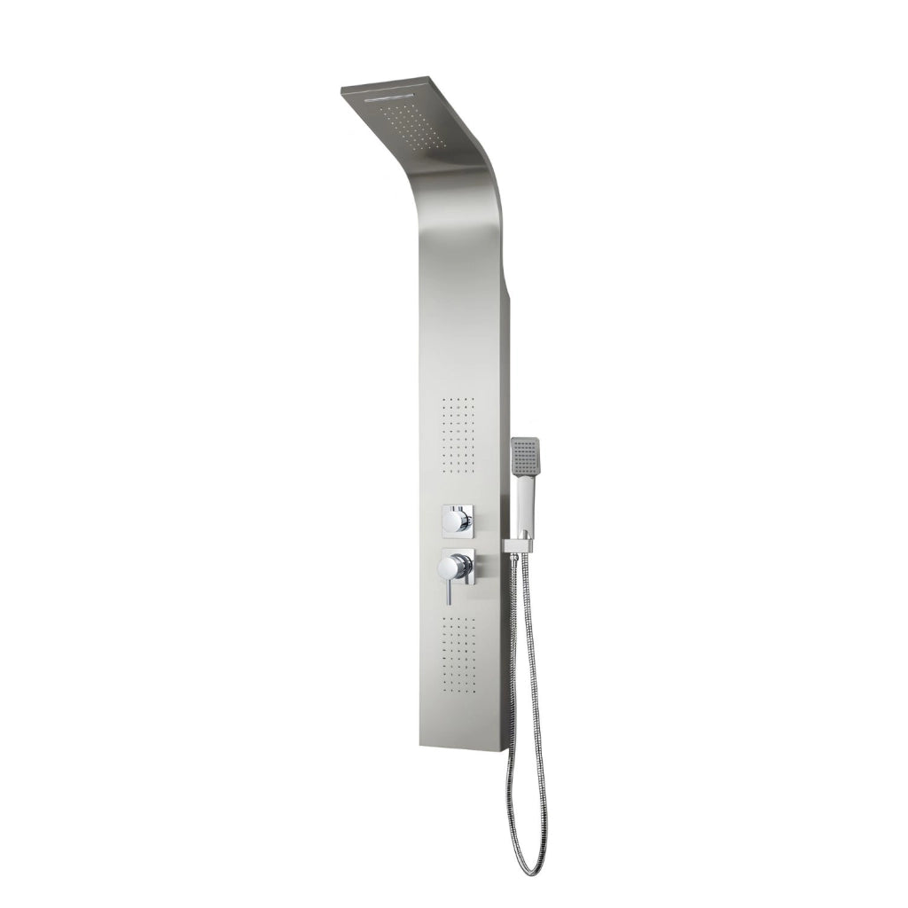 Em colonna doccia jungle acciaio inox spazzolata 4 funzioni con cascata doccetta miscelatore acqua calda fredda