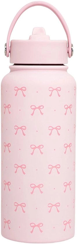 Tazza termica con design a strisce, 32oz tazza termica in acciaio inossidabile isolata, tazza termica rosa per donne, ragazze, adolescenti, regalo di compleanno