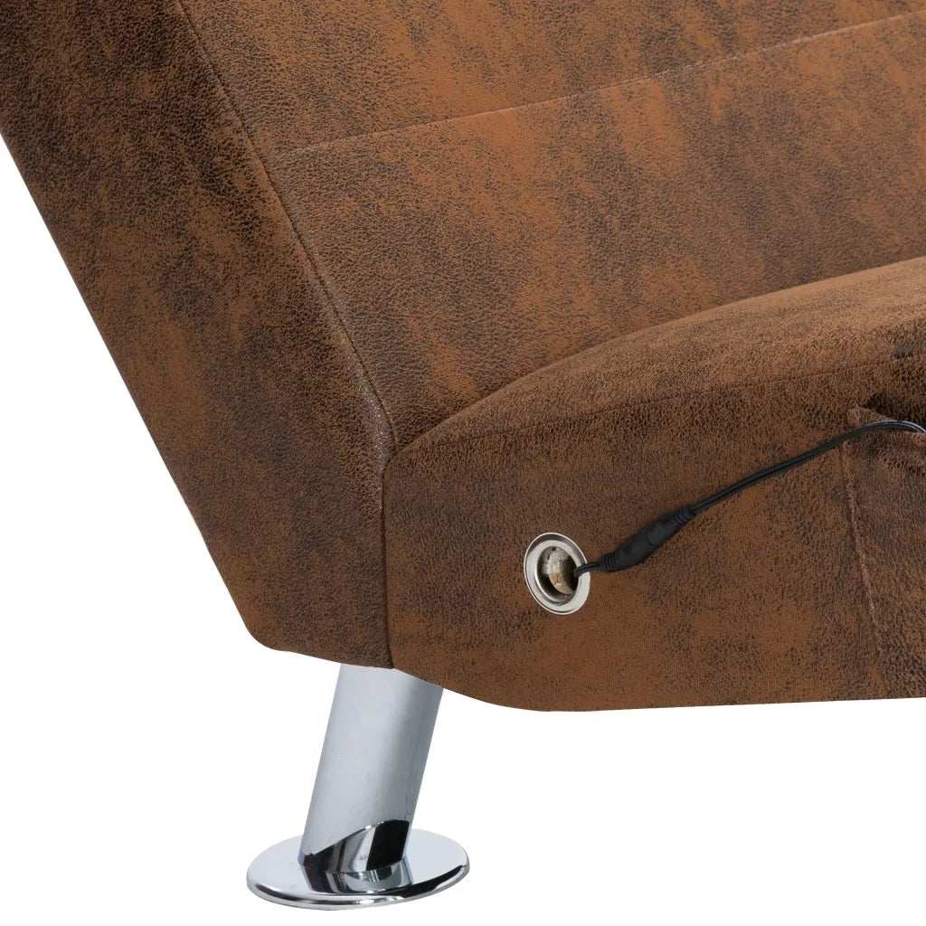 Sdraio Massaggiante con Cuscino Marrone Similpelle Scamosciata CFW7886383