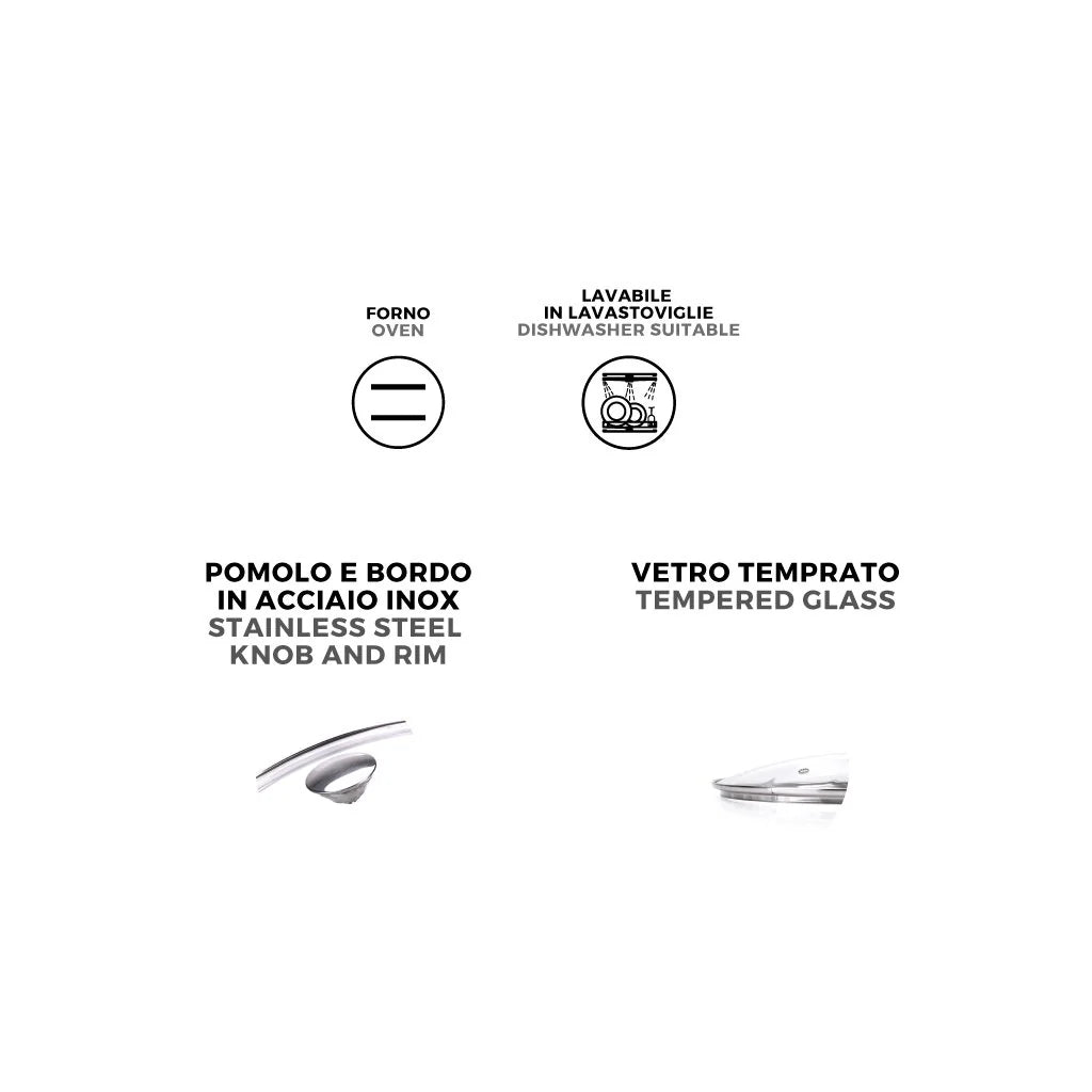 COPERCHIO VETRO E ACCIAIO ?ALLEGRO INOX? Ø cm. 24  - MONETA