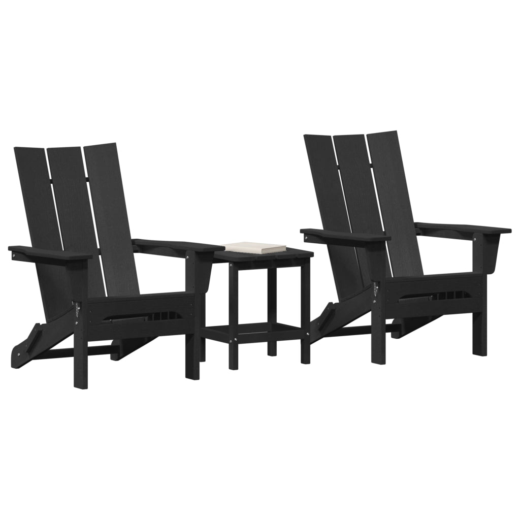 Set di lounge da giardino 3 pezzi  Nero HDPE