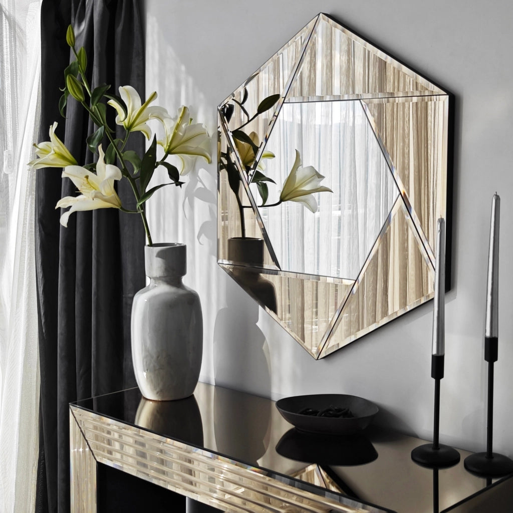 Ciglie, Specchio Forma Rombo, 60x70h cm Argento