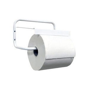 Tecnokit Dispenser portabobina carta a muro, viti e tasselli per montaggio inclusi, molle incluse, Bianco, porta rotolo da cm 29, 40X30X16 H
