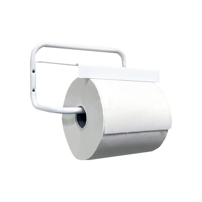 Tecnokit Dispenser portabobina carta a muro, viti e tasselli per montaggio inclusi, molle incluse, Bianco, porta rotolo da cm 29, 40X30X16 H