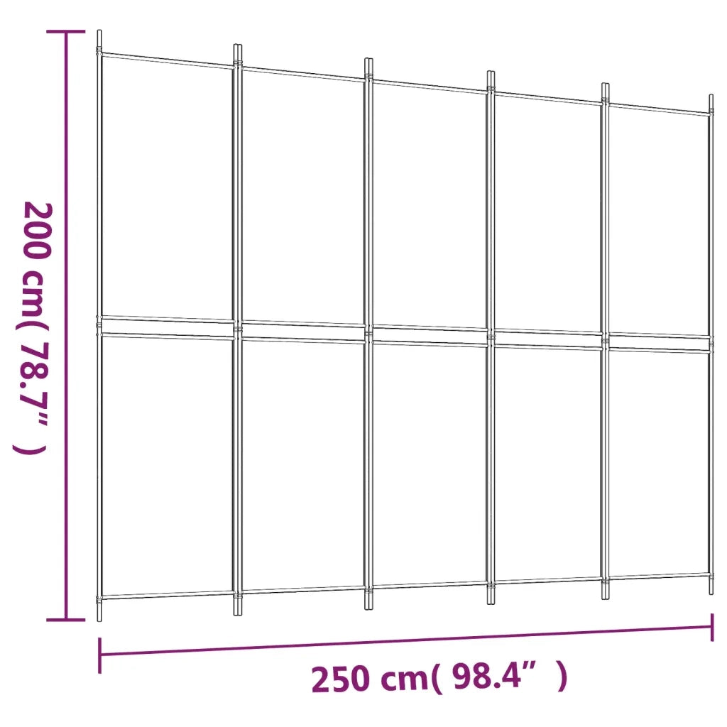 Divisorio a 5 Pannelli Antracite 250x200 cm Tessuto 350236