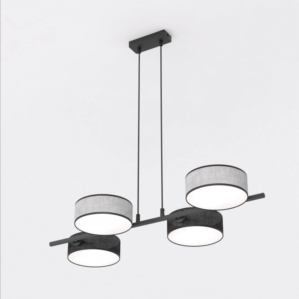 Lampada a sospensione DRUMZ in acciaio nero e tessuto