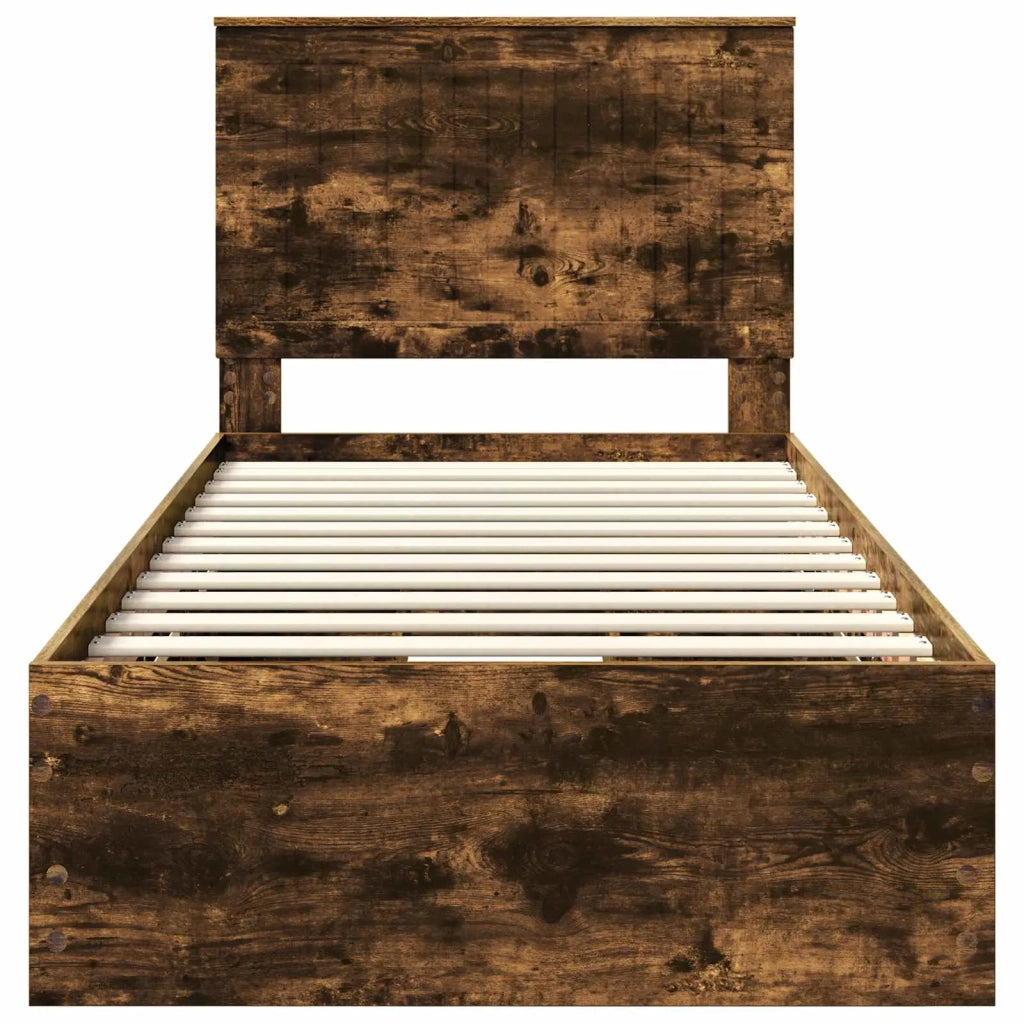 Letto singolo | Letto per adulti | Struttura del letto con cassetto Rovere fum¨¦ 90 x 200 cm