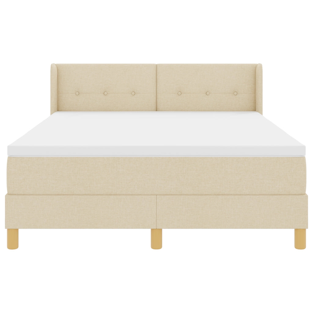 Letto Box Spring con Materasso Panna 160x200 cm Tessuto