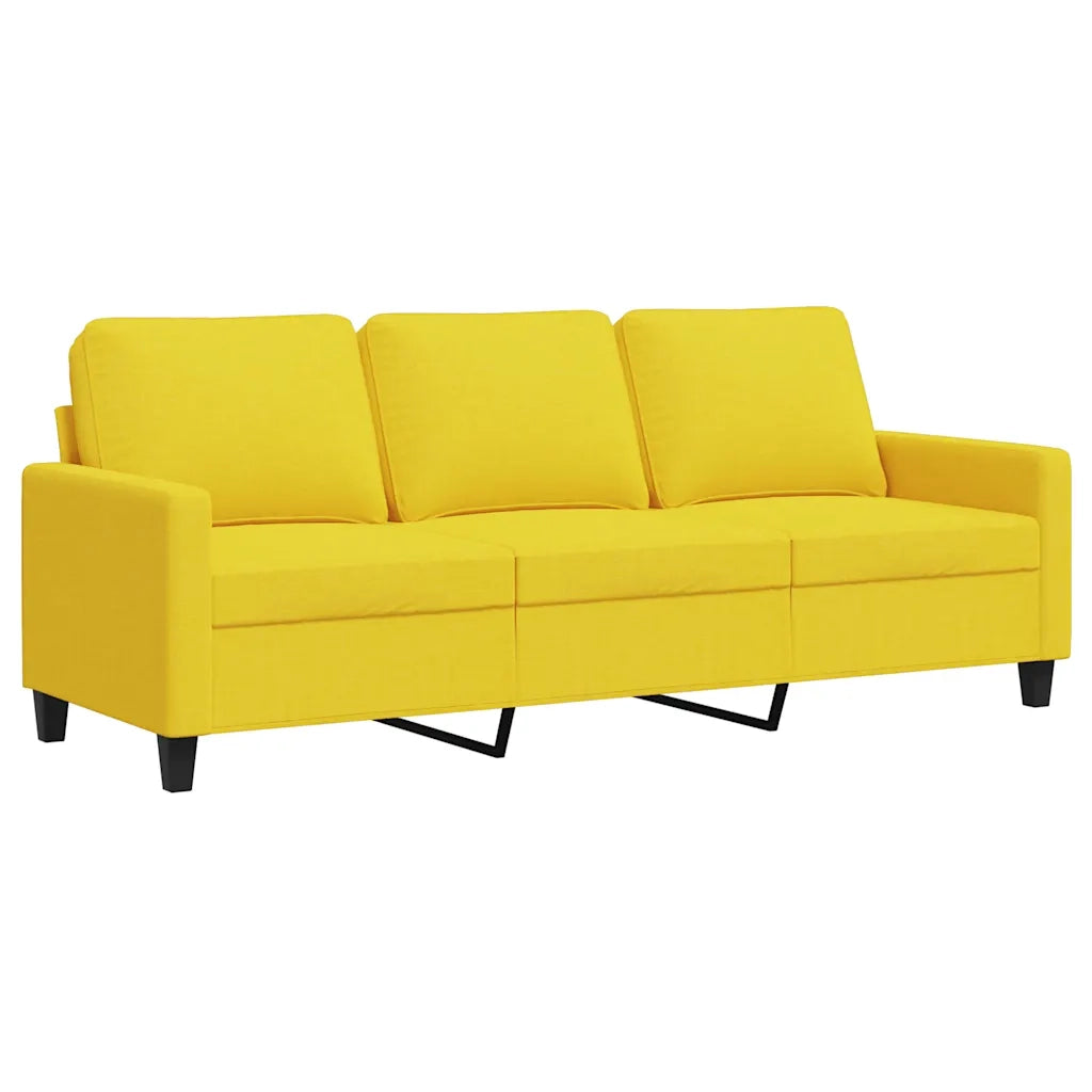 Divano a 3 Posti Giallo Chiaro 180 cm in Tessuto