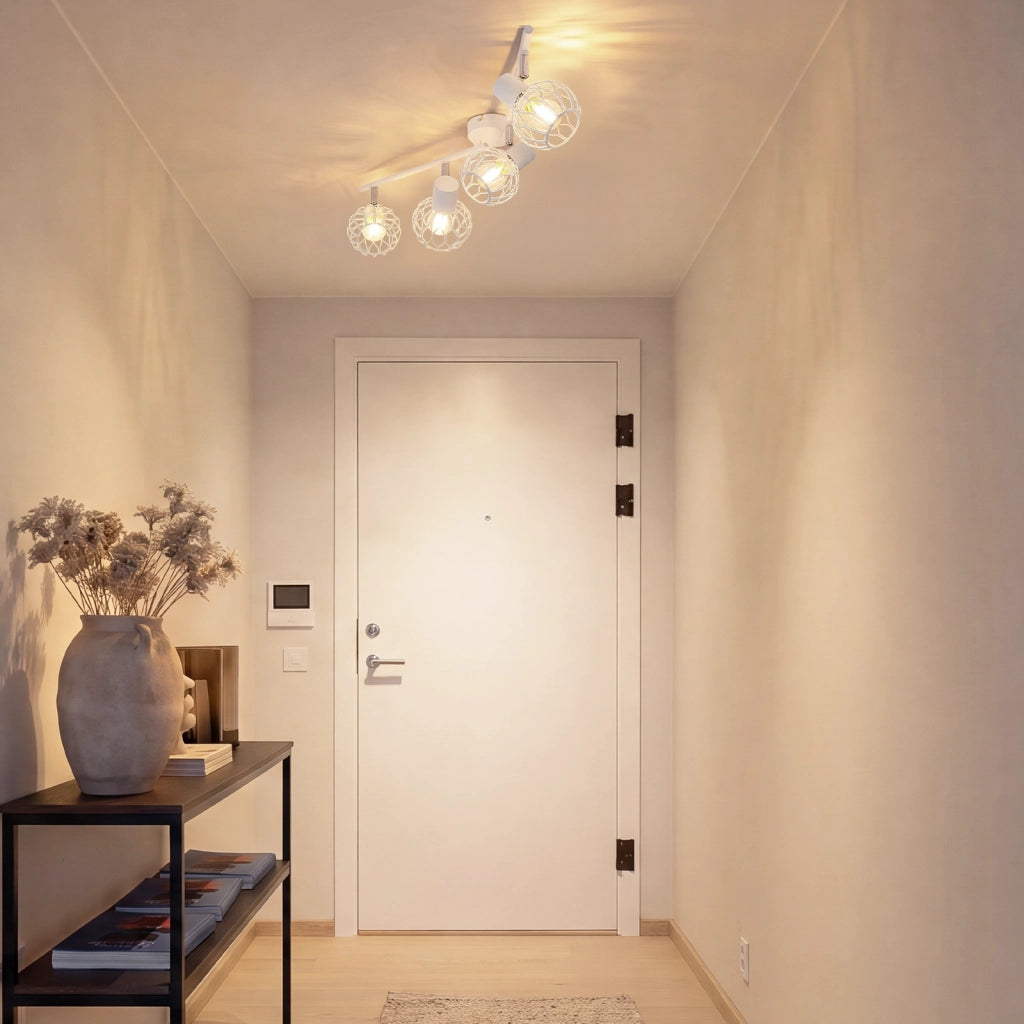 ZMH Faretto da soffitto 4 Luci Bianco E14 Metall Orientabile Moderni per Soggiorno Cucina Corridoio Senza Lampadina