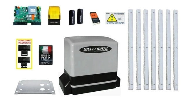 KIT MOTORE AUTOMAZIONE CANCELLO SCORREVOLE AUTOMATICO 6 MT CREMAGLIERA ZINCATA
