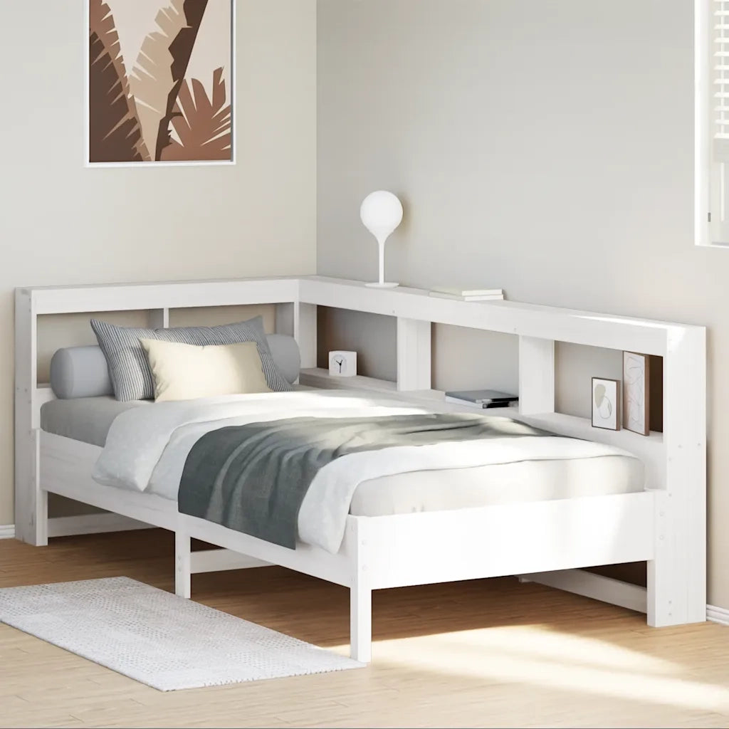 Letto con Libreria senza Materasso-Struttura Letto con contenitore 75x190 cm in Legno Pino 344472