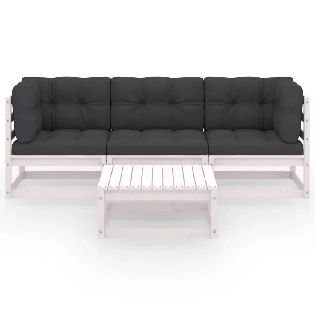 Set Divani da Giardino 4 pz con Cuscini Legno Massello Pino 3076375