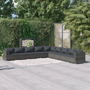 Set Divani da Giardino 9 pz con Cuscini in Polyrattan Grigio cod mxl 40404