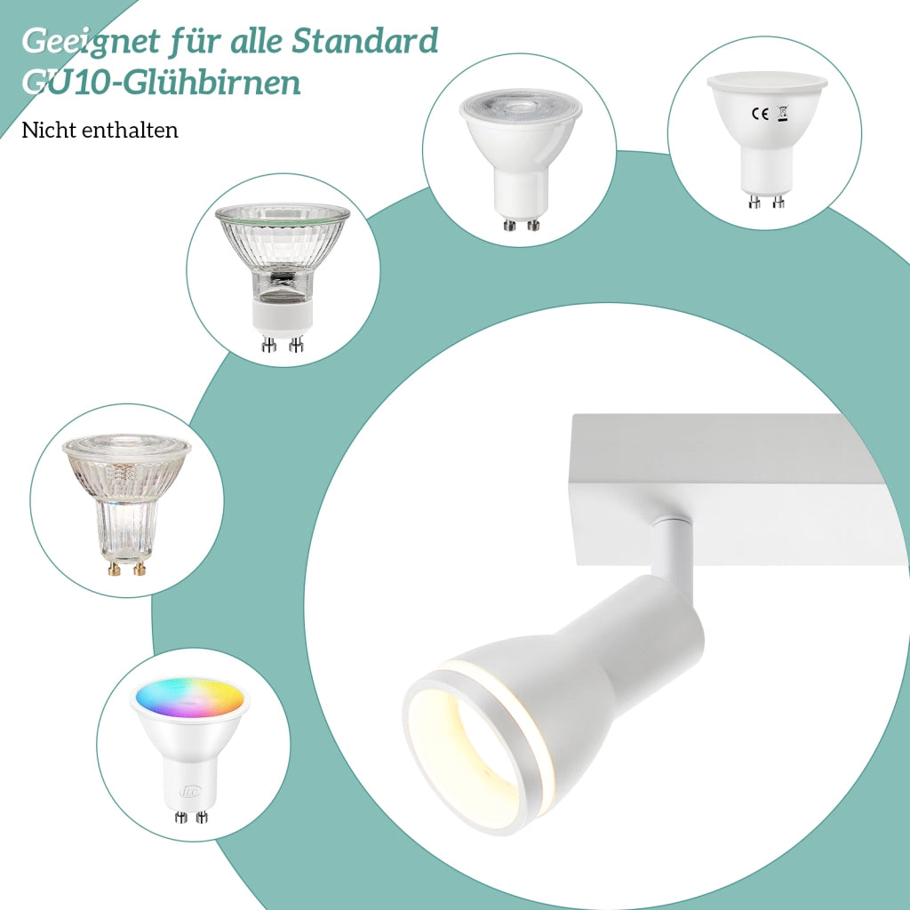 ZMH Faretto da soffitto bianchi 5 luci GU10 metallo orientabili per cucina ufficio soggiorno senza lampadina