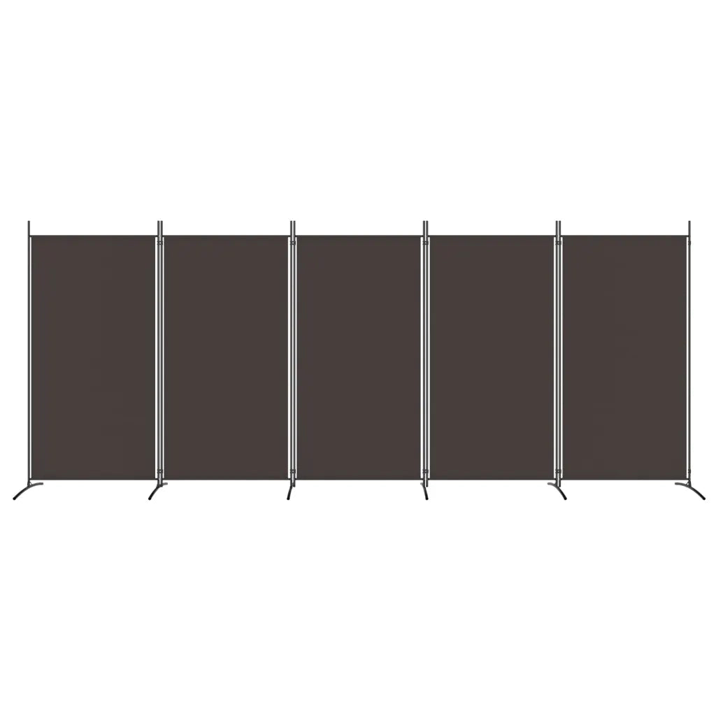 Divisorio a 5 Pannelli-Set di 5 pannelli Paravento Marrone 433x180 cm in Tessuto