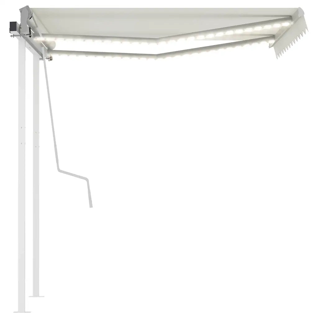 Tenda da Sole Retrattile Manuale con LED 3x2,5 m Crema 3069902
