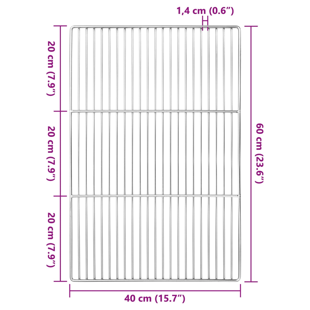 Griglia BBQ  con manici rettangolare 60x40 cm in acciaio inossidabile 304