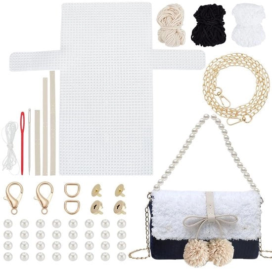 Kit per borse a mano fatte a maglia DIY con tela di rete e plastica, set per borse a mano fatte a maglia con tela di rete e plastica per progetti di cucito DIY e borse a mano fatte a maglia.