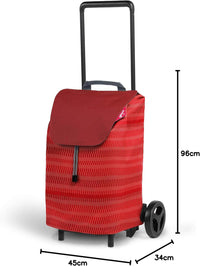 Carrello spesa easy capacità 40 litri colore rosso struttura acciaio pieghevole con sacca antipioggia ruote 15 cm portata 30 kg Gimi