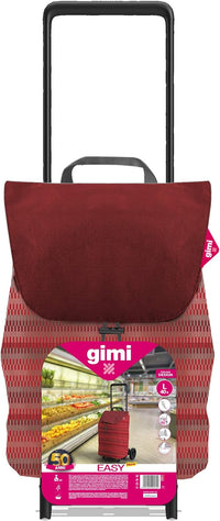 Carrello spesa easy capacità 40 litri colore rosso struttura acciaio pieghevole con sacca antipioggia ruote 15 cm portata 30 kg Gimi