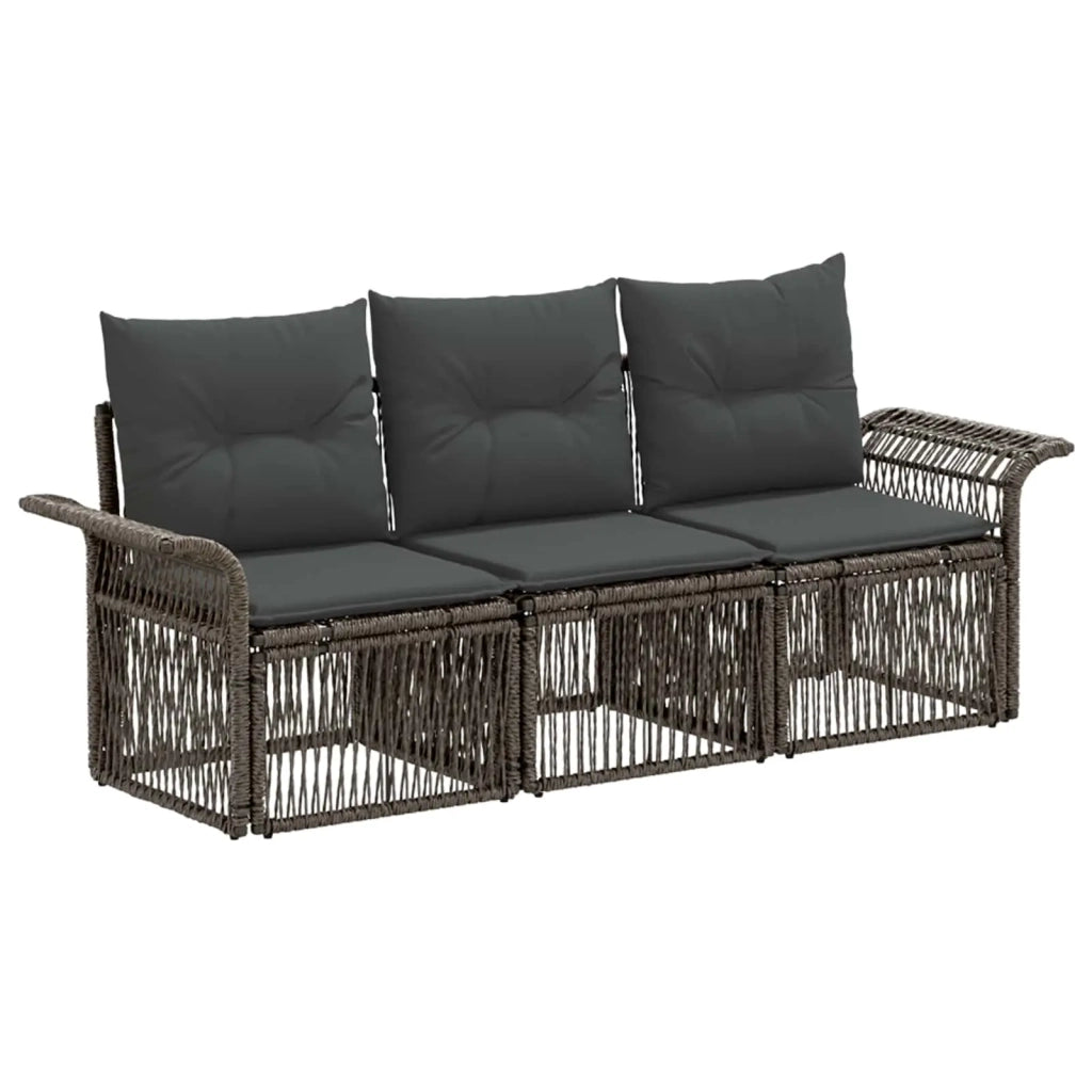 Set Divano da Giardino 3 pcs Grigio polyrattan 3434747
