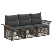 Set Divano da Giardino 3 pcs Grigio polyrattan 3434747
