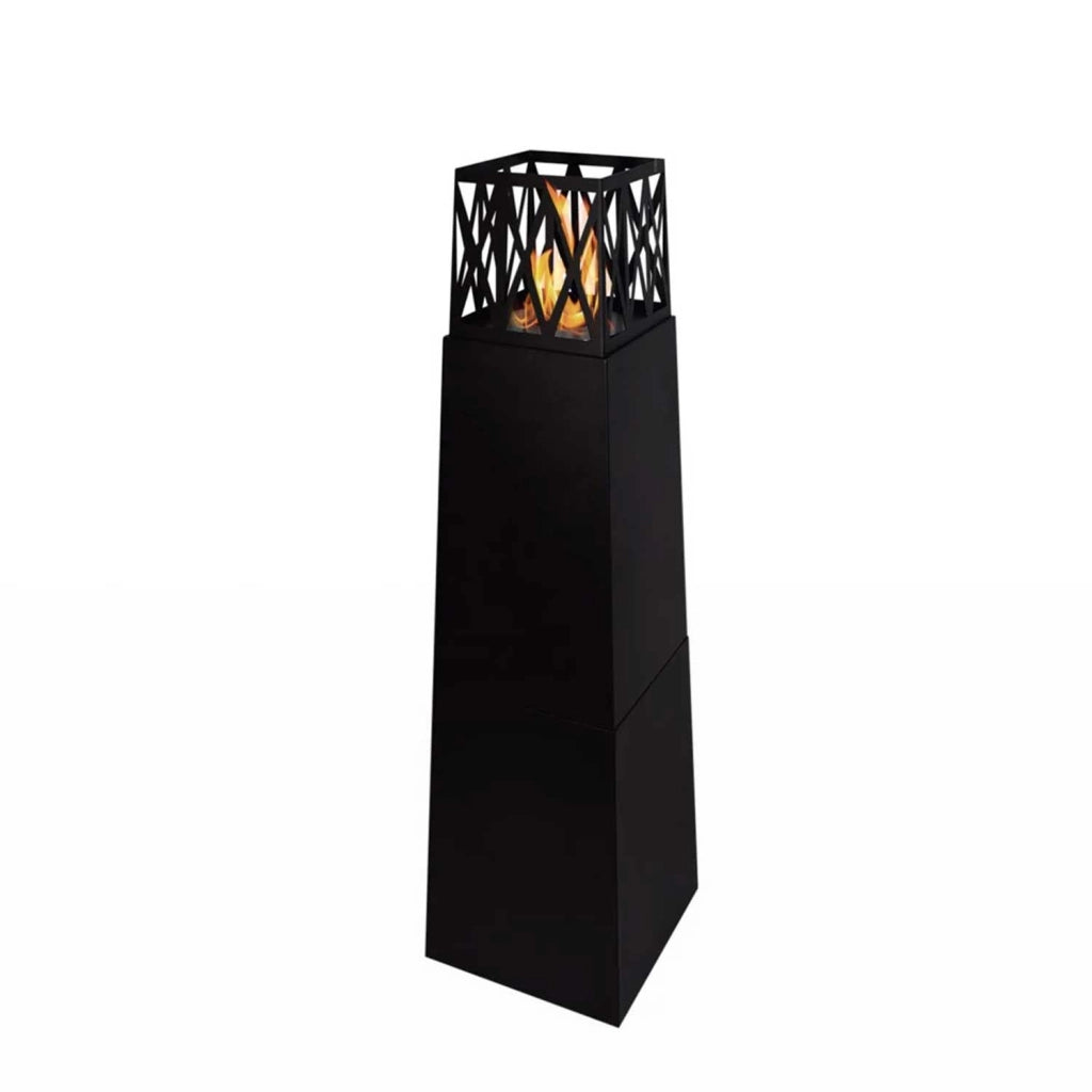 Vulcano - Camino a bioetanolo da esterno 40x40x145 cm, colore nero