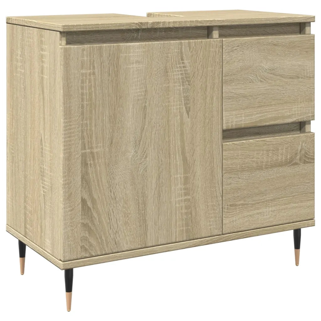 Set Mobili da Bagno | Armadio da bagno 3 pz Rovere Sonoma in Legno Multistrato