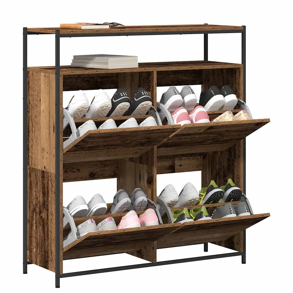 Mobile per scarpe con porta Legno vecchio 100 x 34 x 112 cm
