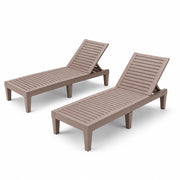 Set 2 Lettini Prendisole Con Schienale Reclinabile 5 Posizioni In Polipropilene Effetto Legno Per Piscina Giardino Spa 190 x 57.5 x 29 Cm Marrone