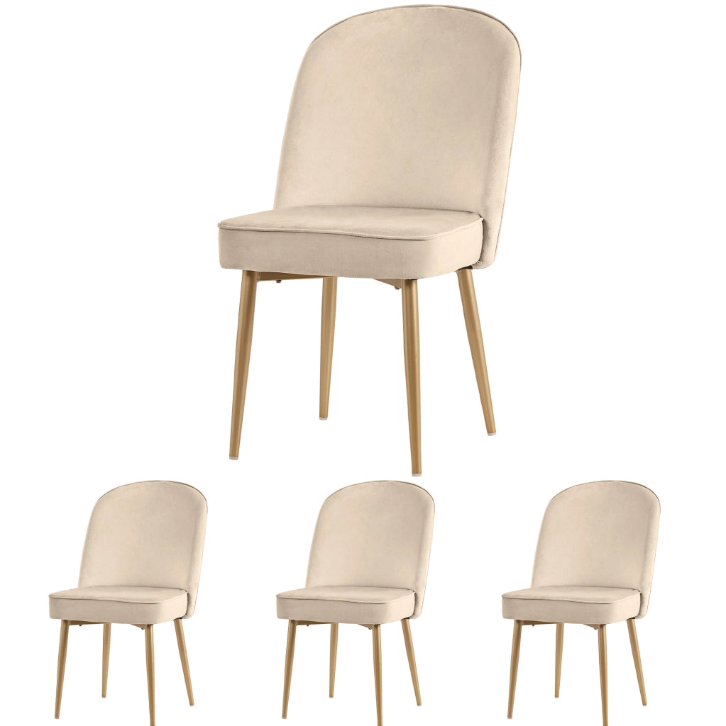 Sedia da pranzo 45.5x62x87.5 cm con piedini antiscivolo; in velluto; MDF e metallo beige